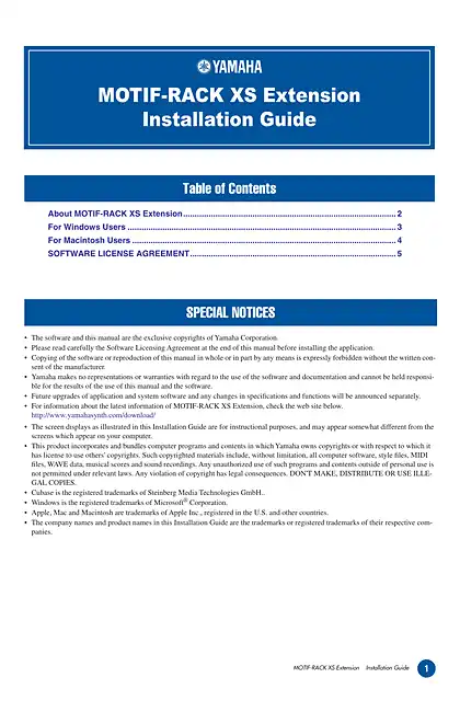 yamaha雅马哈MOTIF-RACK XS MOTIF-RACK XS Extension Installation Guide
